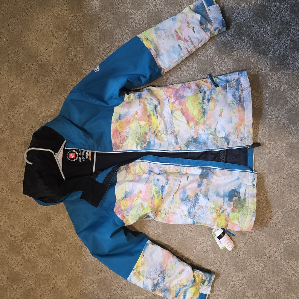 686 Kids Multicolor Raincoat with Blue Accents